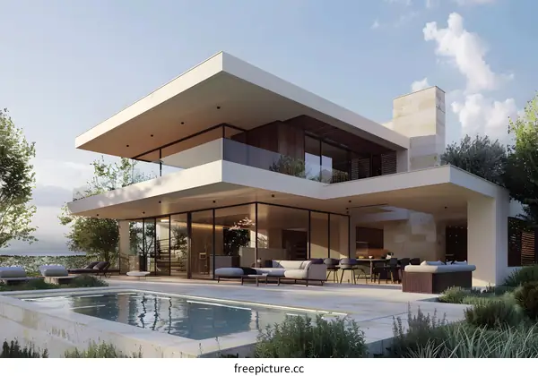 Modern Architecture House with Pool and Garden