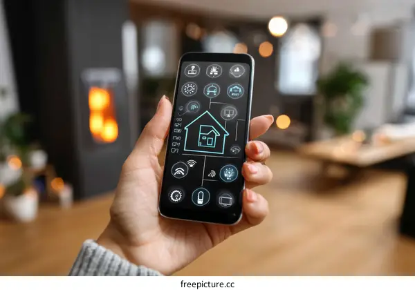 Smart Home Control App on a Smartphone