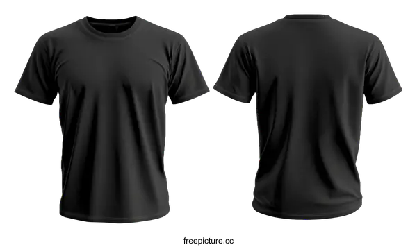 [Transparent Background PNG]Blank Black T-Shirt Mockup Front and Back