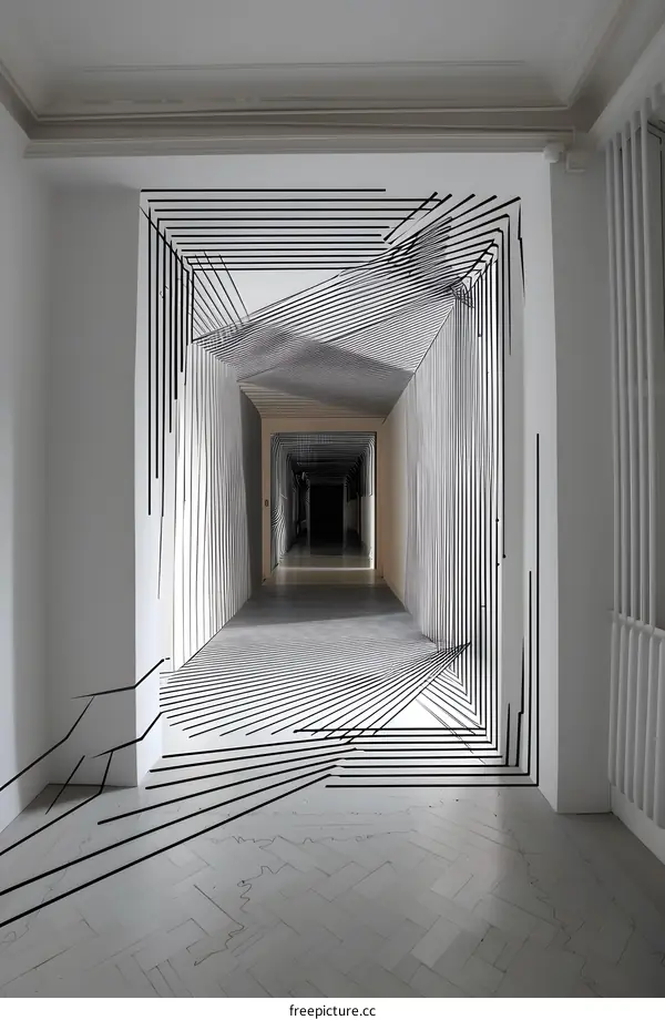 Black Lines Create an Illusion of a Hallway
