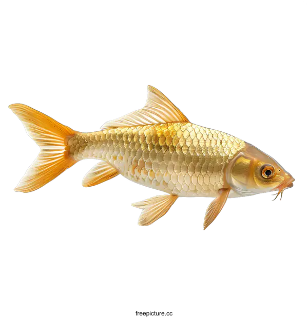 [Transparent Background PNG]Golden Koi fish on white background