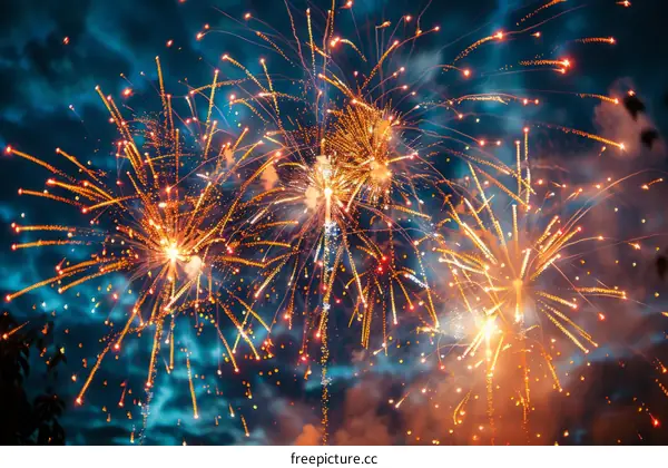 Fireworks light up the night sky with brilliant colors
