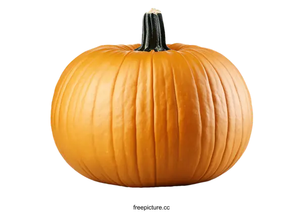 [Transparent Background PNG]Single Orange Pumpkin Isolated on White Background