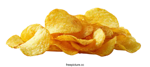 [Transparent Background PNG]Crispy Potato Chips Pile Close-Up