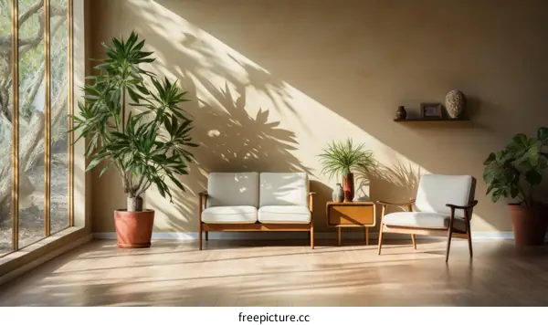 Indoor plants and sunlight in a living room
