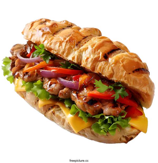 [Transparent Background PNG]Grilled Chicken Sandwich on White Background