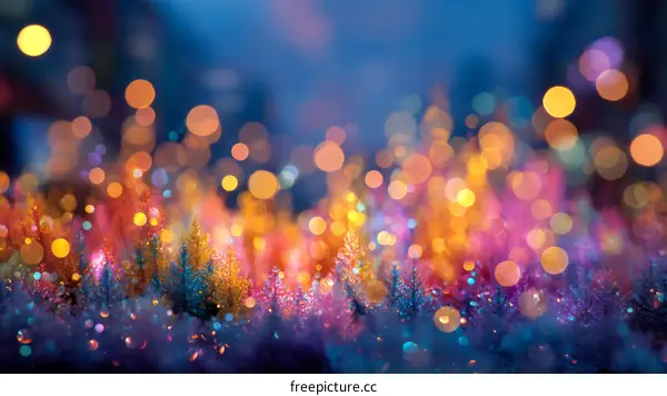 Magical Bokeh Lightscape of Festive Trees