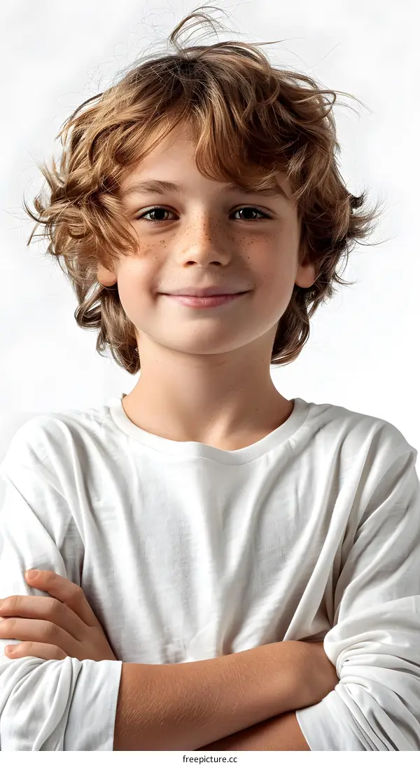 Portrait of a Young Boy with Freckles