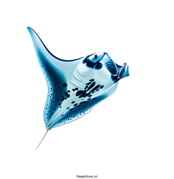 [Transparent Background PNG]A Single Manta Ray Against a White Background