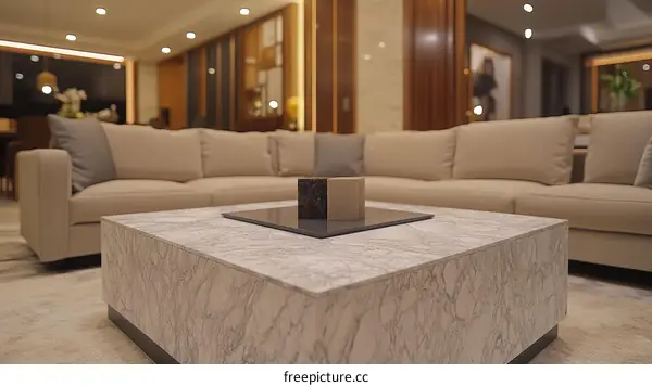 Modern Living Room Interior Design with Marble Coffee Table