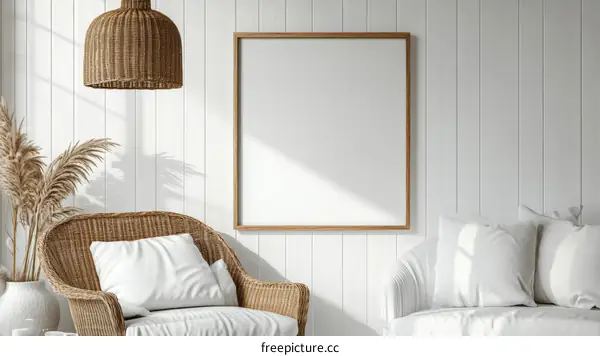 Empty Frame Mockup in a Cozy Living Room