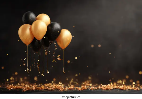 Black and Gold Balloons Celebration Background
