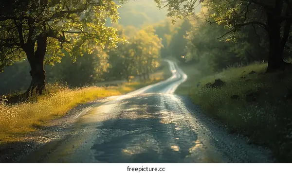 Country Road through the Summer Forest