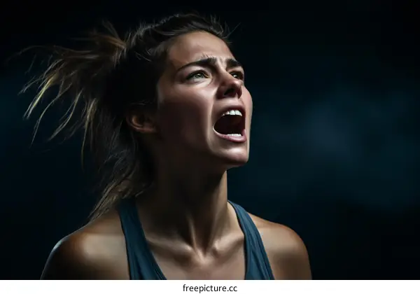 Portrait of a screaming woman