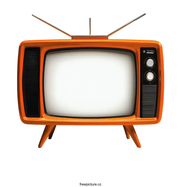 [Transparent Background PNG]Retro Orange Television Set Illustration