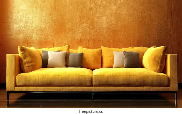 Modern Mustard Yellow Sofa in a Stylish Interior