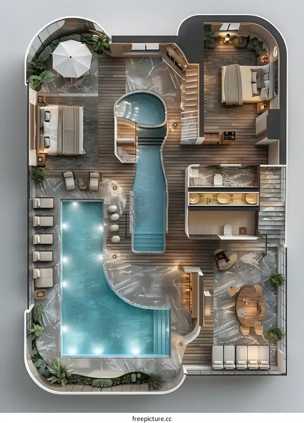 The floor plan of a duplex apartment