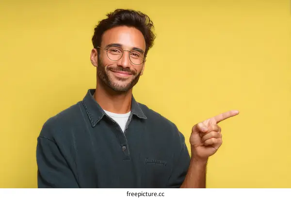 Smiling Man Pointing to the Future