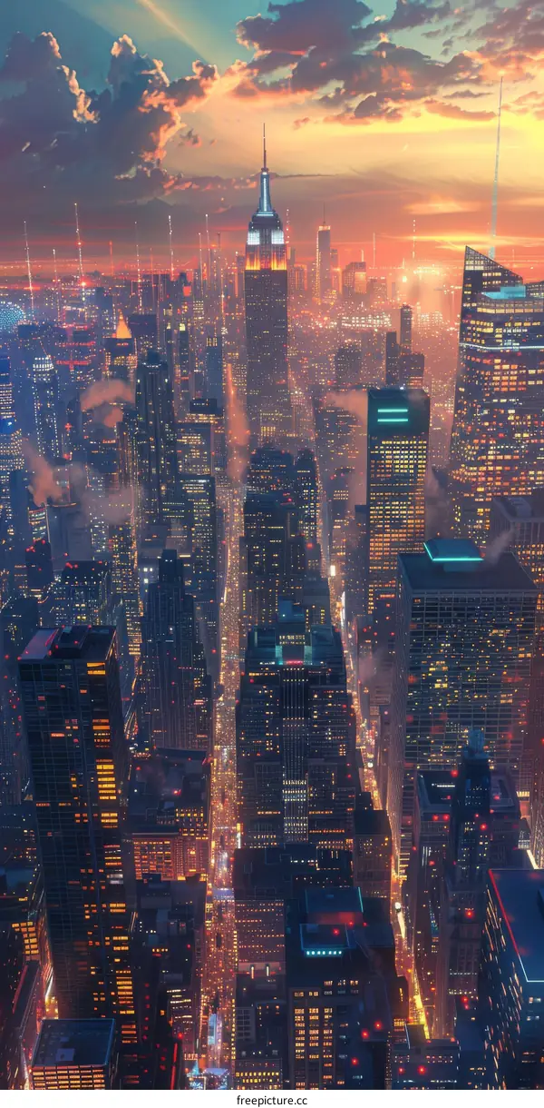 Urban Skyline with Towering Skyscrapers