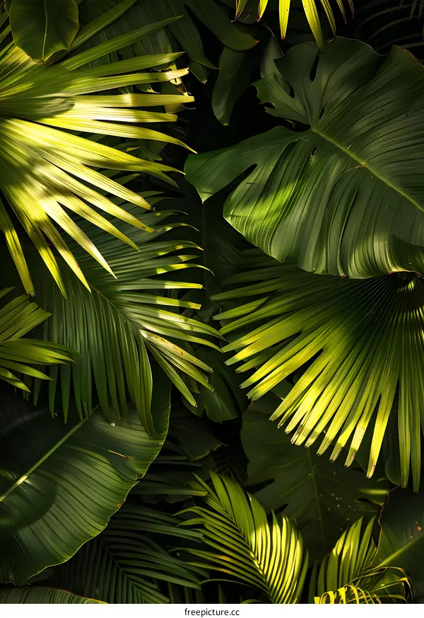 Green Tropical Leaves Background Texture
