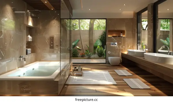 Luxury Modern Spa Bathroom Design Illustration