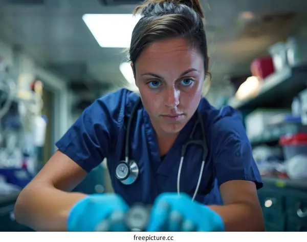 Close-up of a female veterinarian performing surgery on an animal