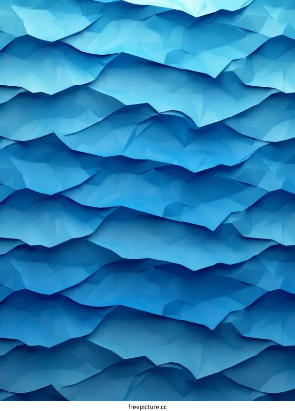 Crumpled Blue Paper Texture Close-Up