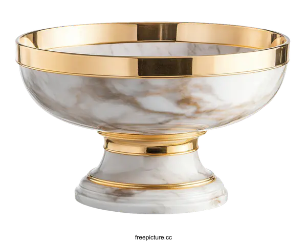 [Transparent Background PNG]Elegant Gold-Trimmed Marble Bowl