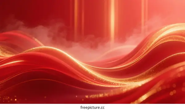 Elegant Red Curved Lines with Glowing Effects for Decorative Background