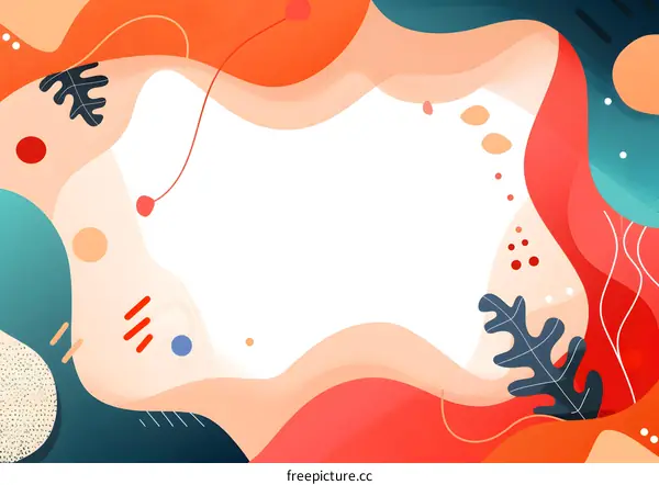 Abstract Colorful Background with Wavy Lines and Geometric Shapes