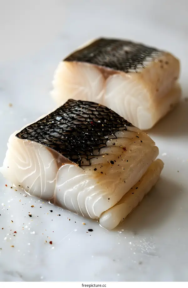 Fresh Cod Fillets on Marble