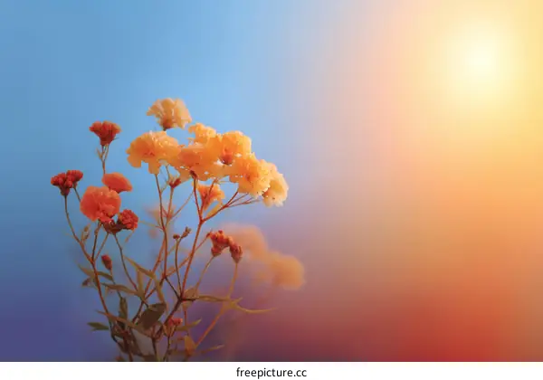 Colorful Floral Beauty Against a Sunset Sky