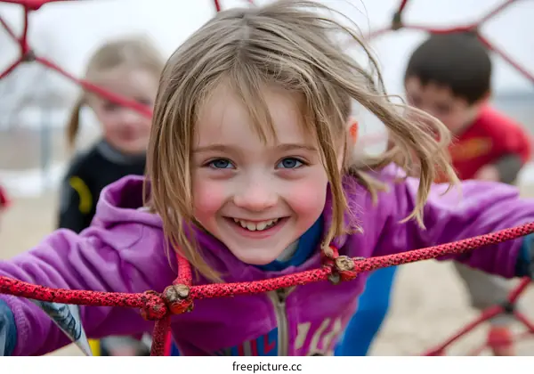 Happy Girl Smiling on a Playground