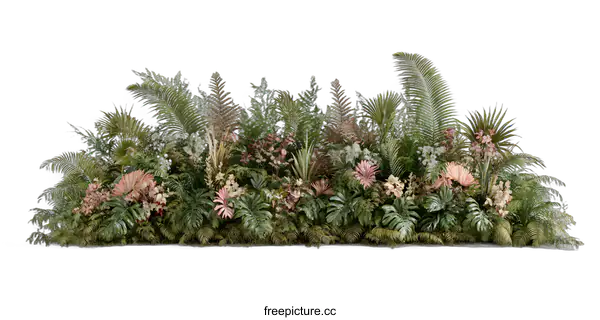 [Transparent Background PNG]Tropical Plants Green And Pink Floral Arrangement