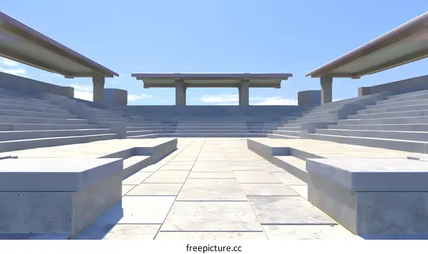 Ancient Stone Amphitheater with Canopy