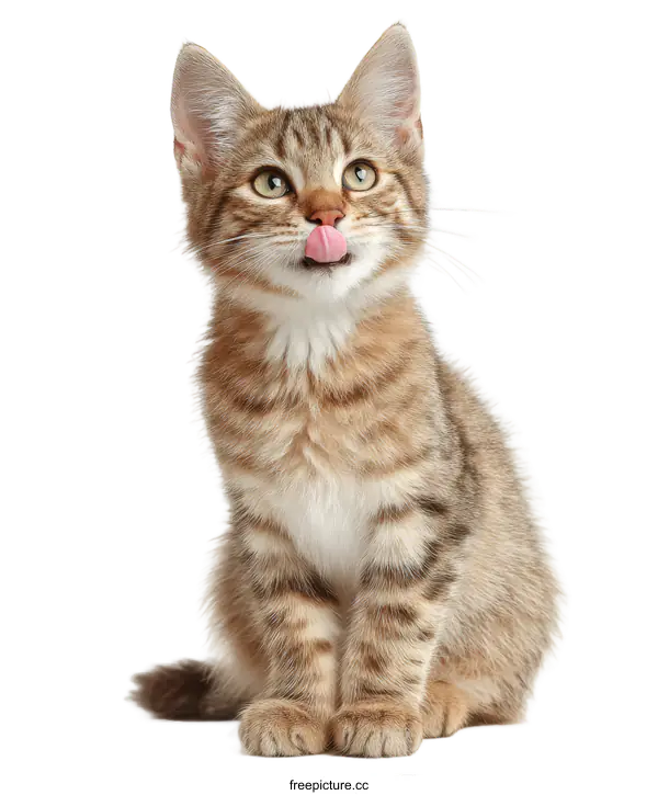 [Transparent Background PNG]Cute Kitten with Pink Tongue