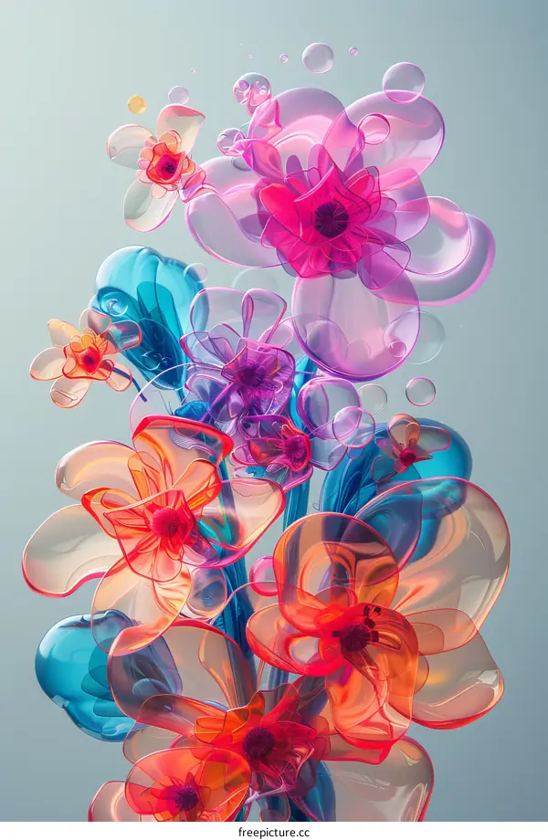 3D rendering of colorful flowers