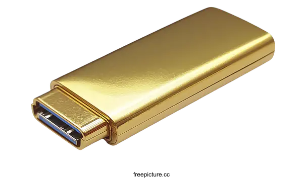 [Transparent Background PNG]Golden USB Flash Drive Technology Gadget