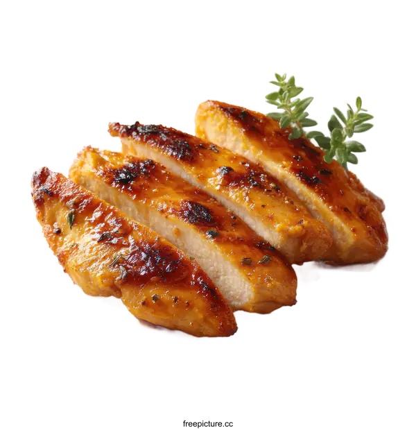 [Transparent Background PNG]Sliced Grilled Chicken Breast with Herbs