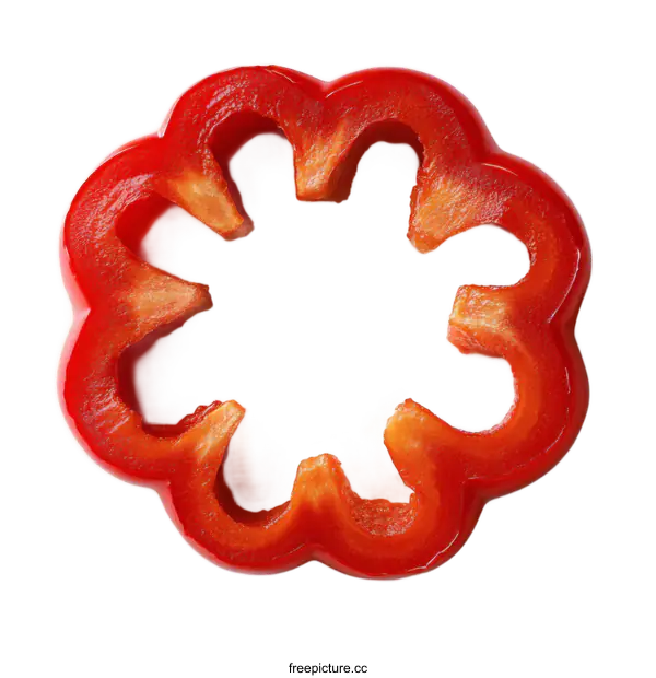 [Transparent Background PNG]Close-up of a Red Bell Pepper Slice