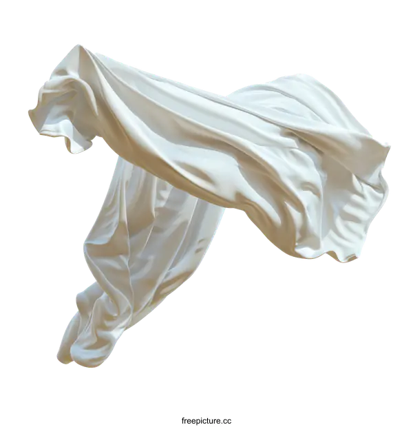 [Transparent Background PNG]White Fabric Flowing in the Air