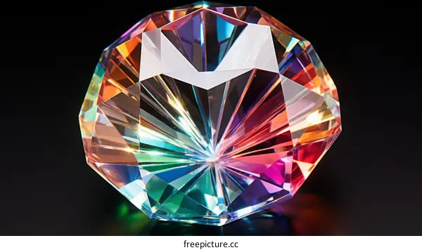 Large faceted colorful crystal ball