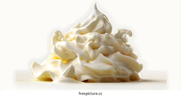 White Whipped Cream on a White Background