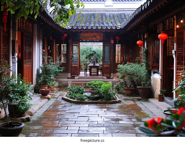 Courtyard of a Traditional Courtyard House in Suzhou