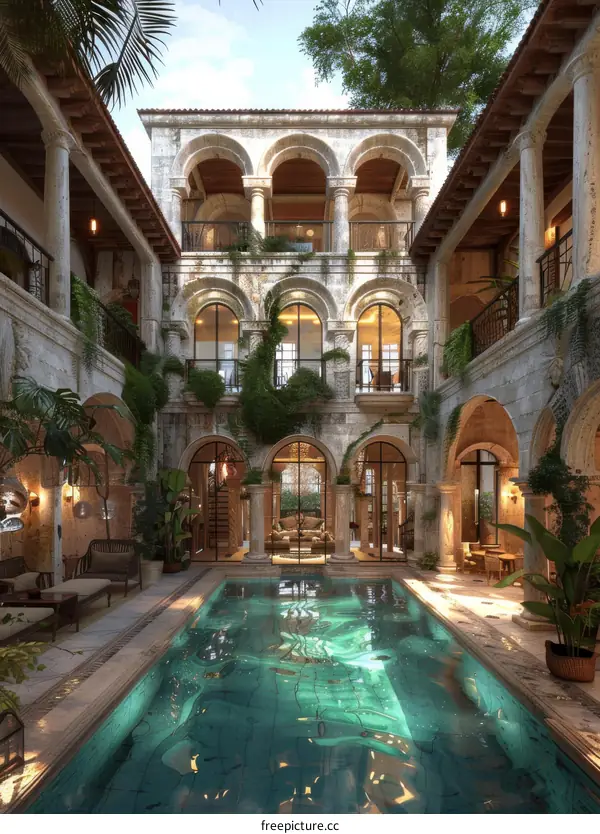 A typical courtyard in Seville, Spain