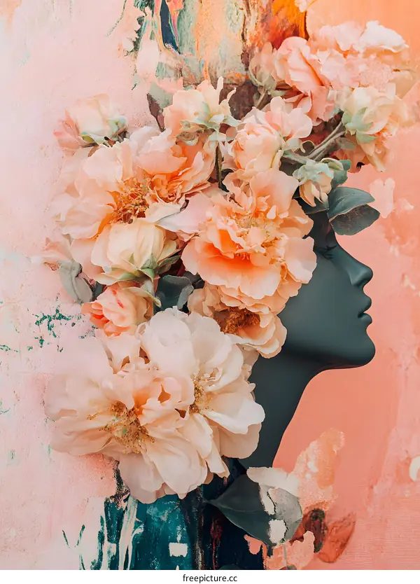 Floral Arrangement with Mannequin Head in Profile