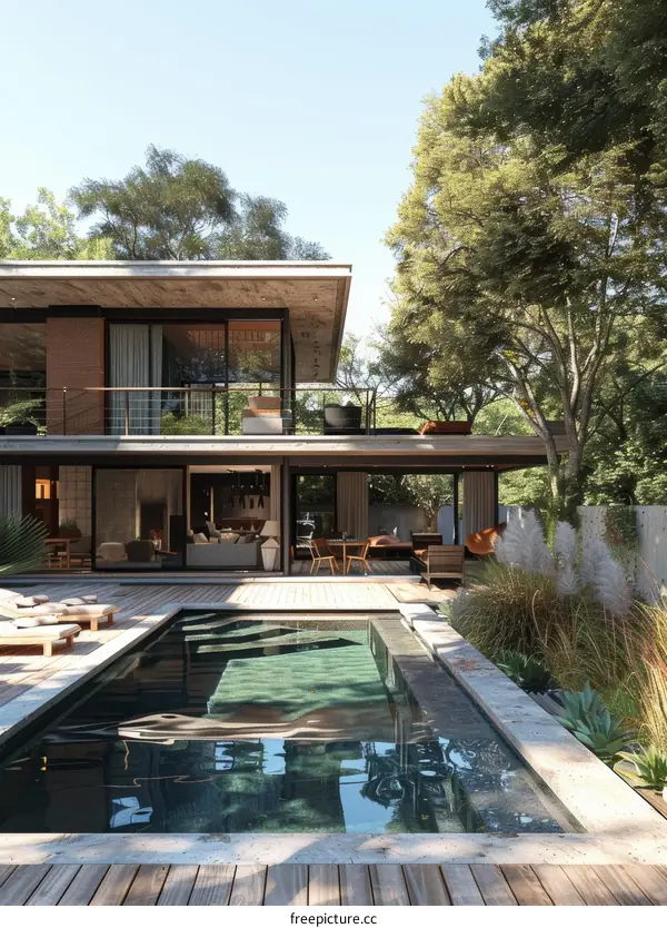 Modernist House With Amazing Swimming Pool And Deck