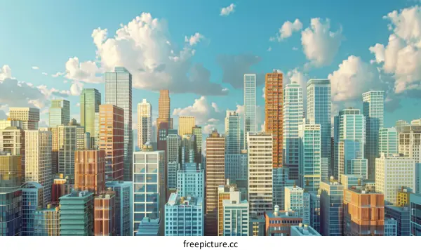 Modern Cityscape with Towering Skyscrapers