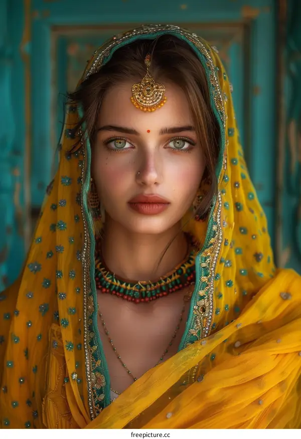 Portrait of a beautiful Indian woman in traditional clothing
