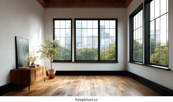 Modern City Corner Living Room Interior Illustration